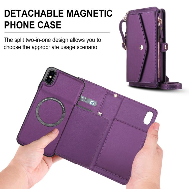 For iPhone XS / X Multifunctional Wallet Detachable Leather Phone Case with Lanyard