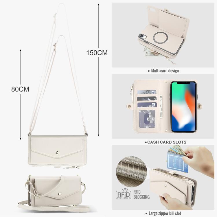 For iPhone XR Multifunctional Wallet Detachable Leather Phone Case with Lanyard