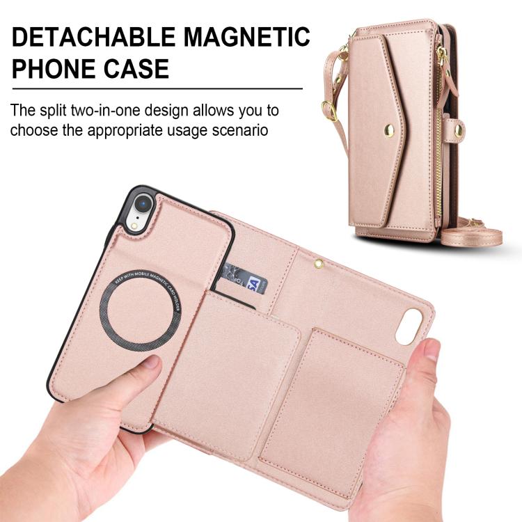 For iPhone XR Multifunctional Wallet Detachable Leather Phone Case with Lanyard