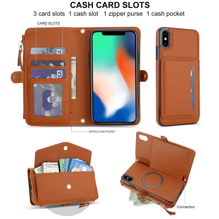 For iPhone XS Max Multifunctional Wallet Detachable Leather Phone Case with Lanyard