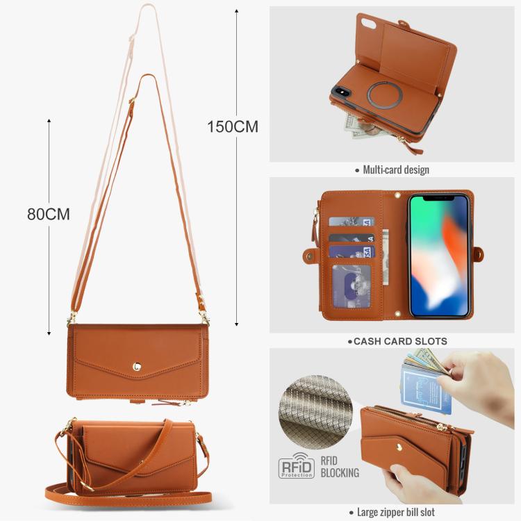 For iPhone XS Max Multifunctional Wallet Detachable Leather Phone Case with Lanyard