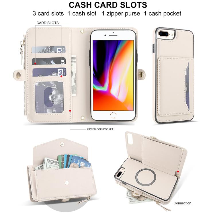For iPhone 8 Plus Multifunctional Wallet Detachable Leather Phone Case with Lanyard