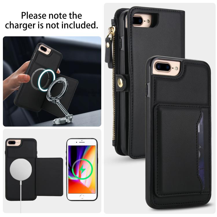 For iPhone 8 Plus Multifunctional Wallet Detachable Leather Phone Case with Lanyard