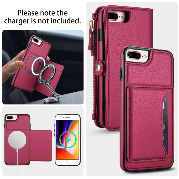 For iPhone 8 Plus Multifunctional Wallet Detachable Leather Phone Case with Lanyard