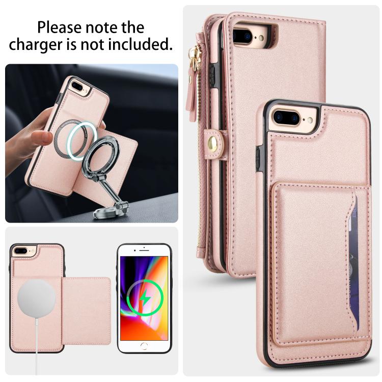 For iPhone 8 Plus Multifunctional Wallet Detachable Leather Phone Case with Lanyard