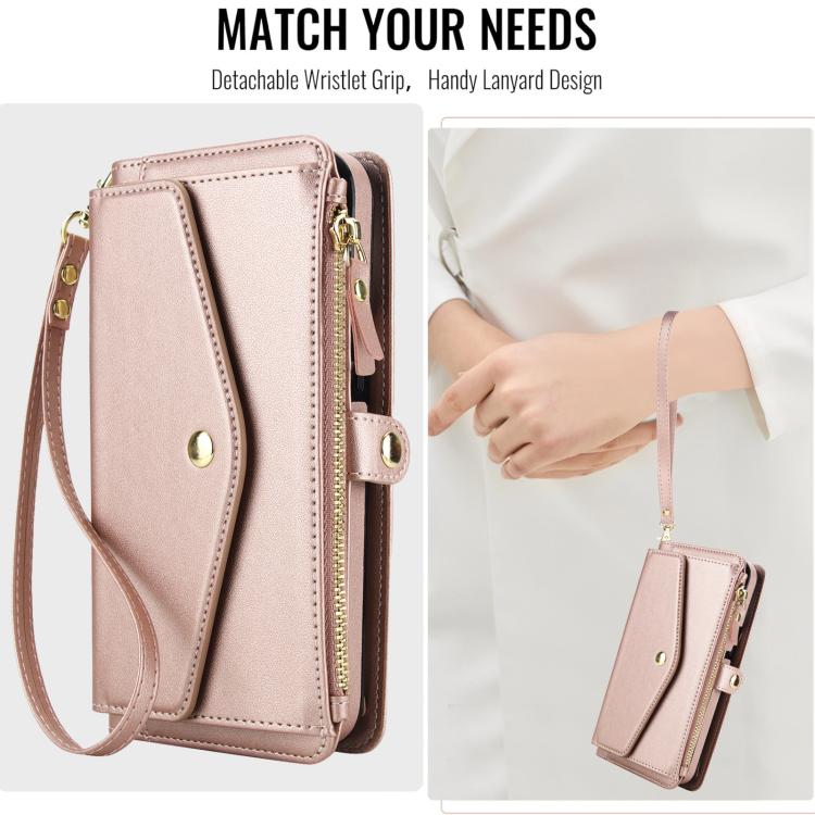 For iPhone 8 Plus Multifunctional Wallet Detachable Leather Phone Case with Lanyard