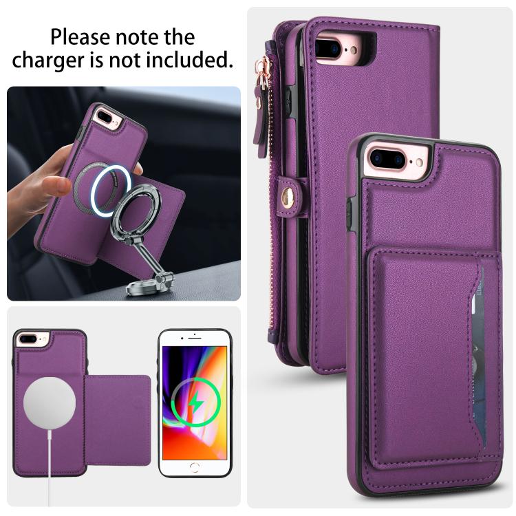 For iPhone 8 Plus Multifunctional Wallet Detachable Leather Phone Case with Lanyard