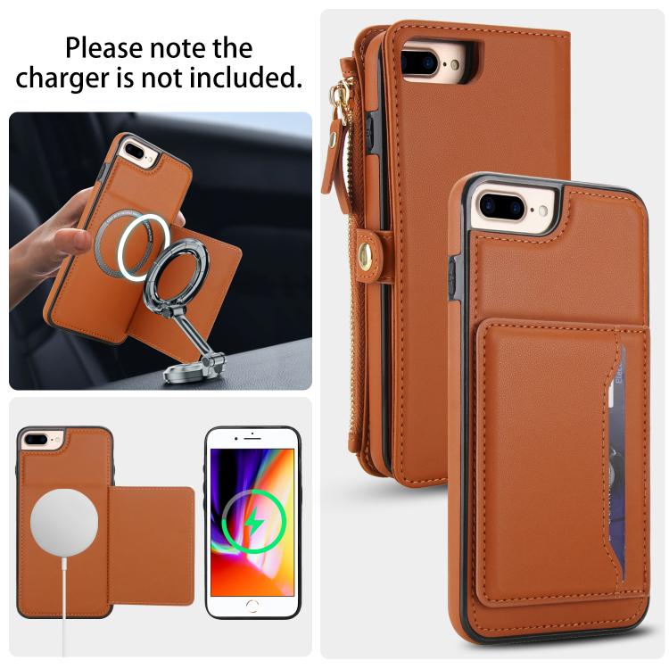 For iPhone 8 Plus Multifunctional Wallet Detachable Leather Phone Case with Lanyard