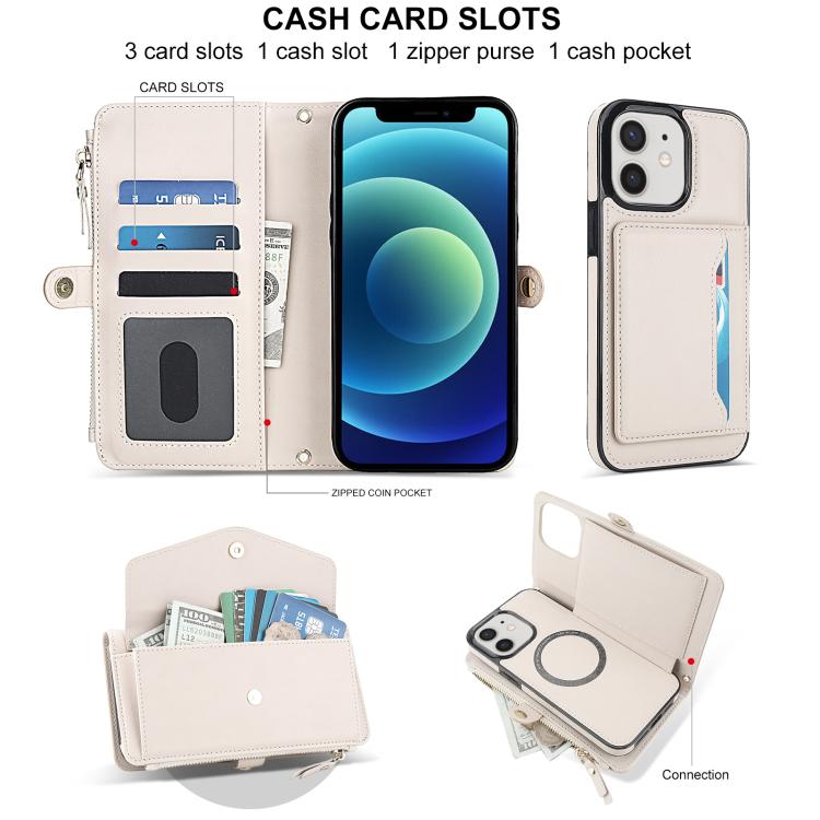 For iPhone 12 Multifunctional Wallet Detachable Leather Phone Case with Lanyard