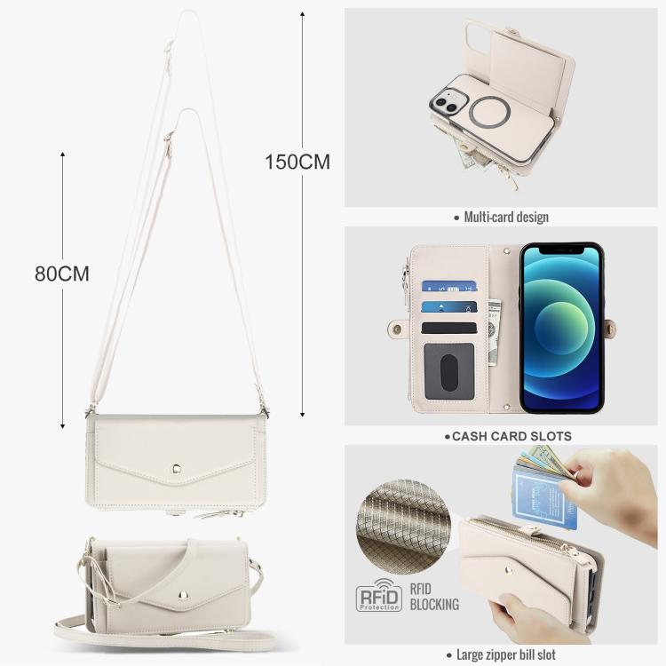 For iPhone 12 Multifunctional Wallet Detachable Leather Phone Case with Lanyard