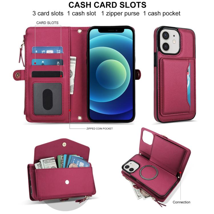 For iPhone 12 Multifunctional Wallet Detachable Leather Phone Case with Lanyard