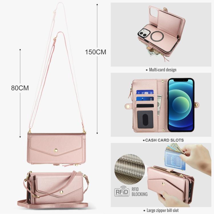 For iPhone 12 Multifunctional Wallet Detachable Leather Phone Case with Lanyard