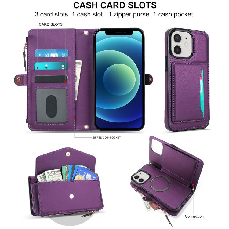 For iPhone 12 Multifunctional Wallet Detachable Leather Phone Case with Lanyard