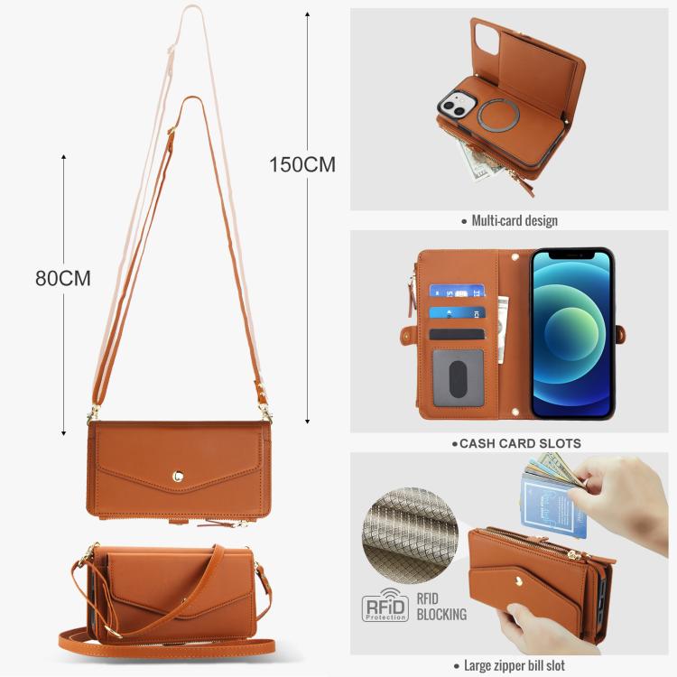 For iPhone 12 Multifunctional Wallet Detachable Leather Phone Case with Lanyard