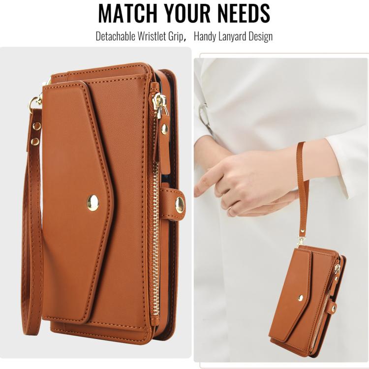 For iPhone 12 Multifunctional Wallet Detachable Leather Phone Case with Lanyard
