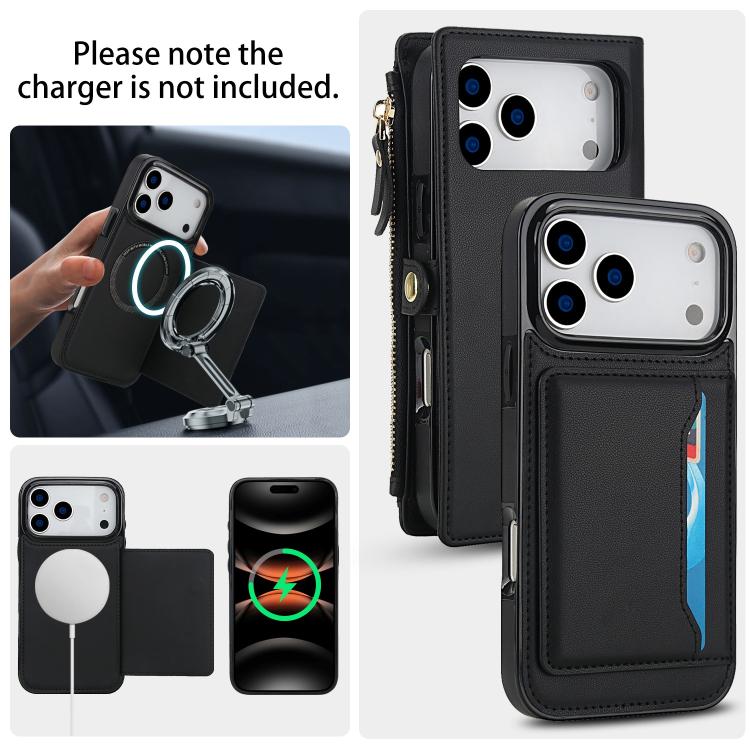 For iPhone 17 Pro Max Multifunctional Wallet Detachable Leather Phone Case with Lanyard
