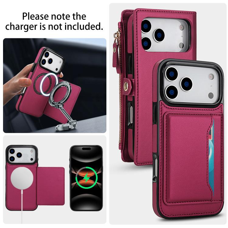 For iPhone 17 Pro Multifunctional Wallet Detachable Leather Phone Case with Lanyard