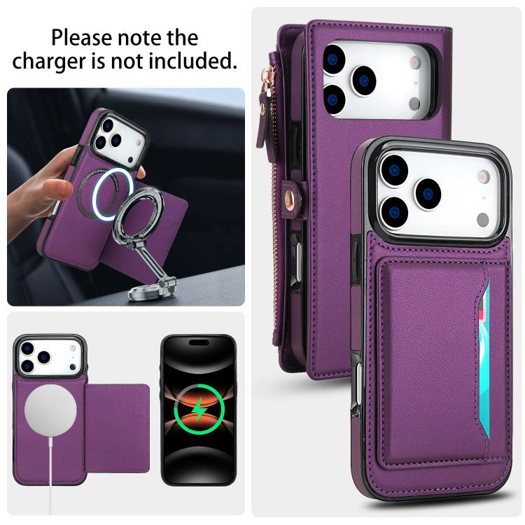 For iPhone 17 Pro Multifunctional Wallet Detachable Leather Phone Case with Lanyard