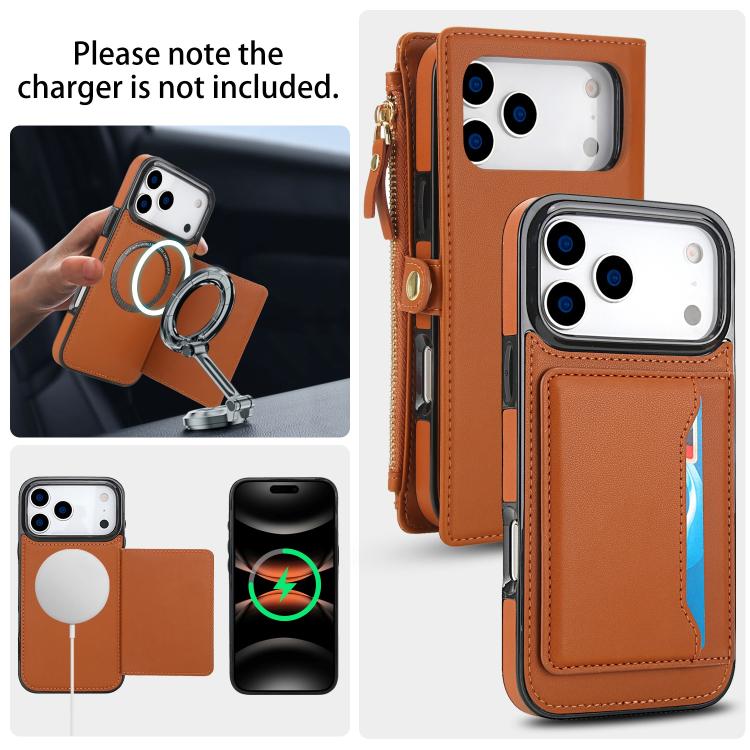 For iPhone 17 Pro Multifunctional Wallet Detachable Leather Phone Case with Lanyard