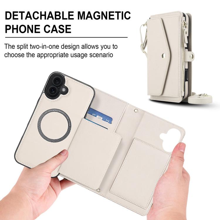 For iPhone 17 Multifunctional Wallet Detachable Leather Phone Case with Lanyard