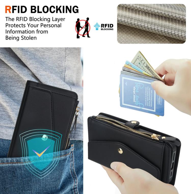 For iPhone 17 Multifunctional Wallet Detachable Leather Phone Case with Lanyard