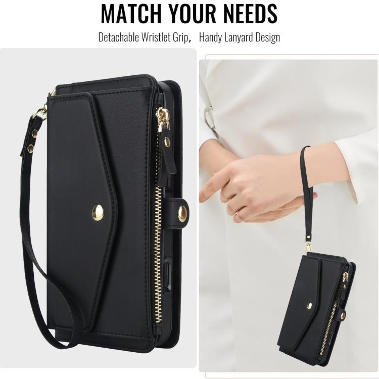 For iPhone 17 Multifunctional Wallet Detachable Leather Phone Case with Lanyard