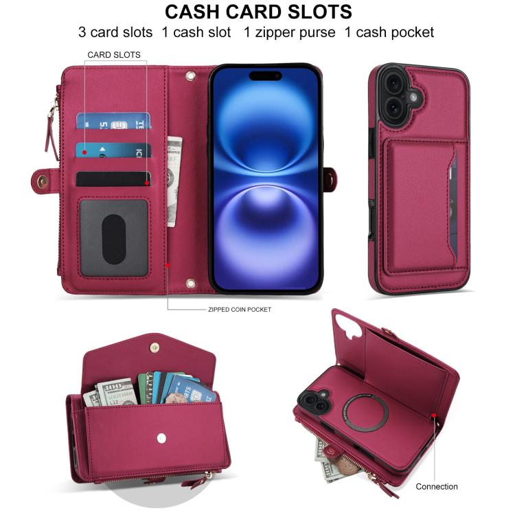 For iPhone 17 Multifunctional Wallet Detachable Leather Phone Case with Lanyard