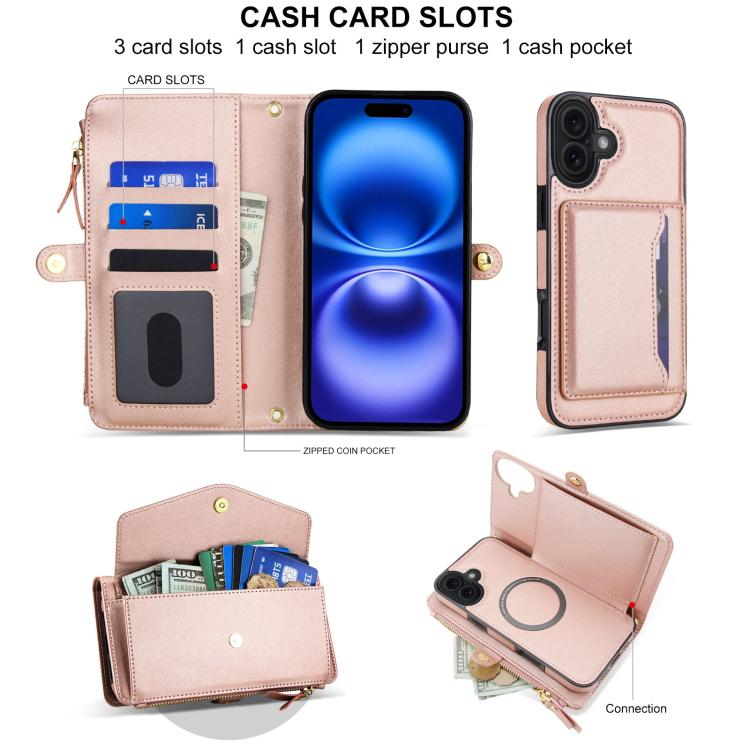 For iPhone 17 Multifunctional Wallet Detachable Leather Phone Case with Lanyard