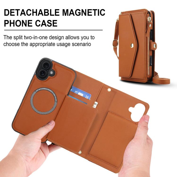 For iPhone 17 Multifunctional Wallet Detachable Leather Phone Case with Lanyard