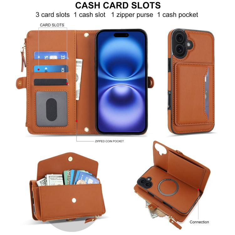 For iPhone 17 Multifunctional Wallet Detachable Leather Phone Case with Lanyard