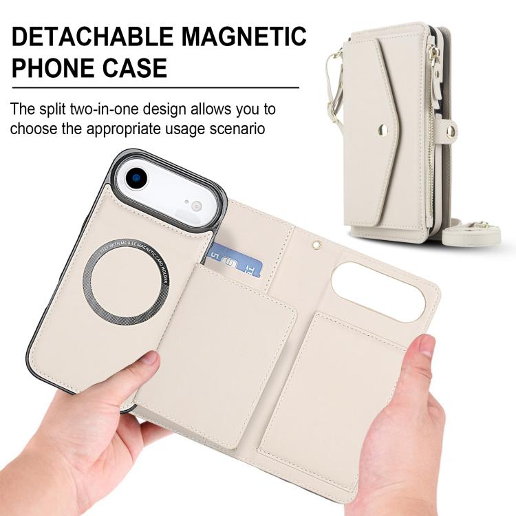 For iPhone Air Multifunctional Wallet Detachable Leather Phone Case with Lanyard