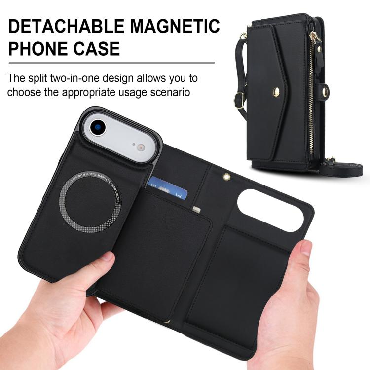 For iPhone Air Multifunctional Wallet Detachable Leather Phone Case with Lanyard