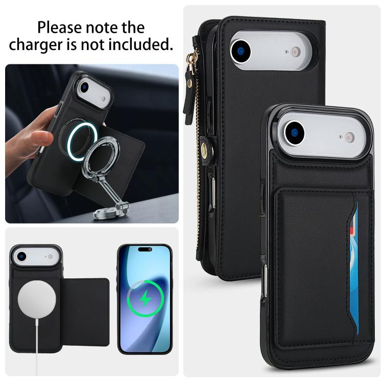 For iPhone Air Multifunctional Wallet Detachable Leather Phone Case with Lanyard