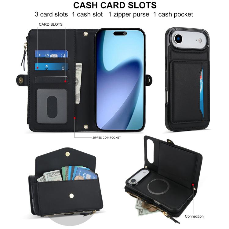 For iPhone Air Multifunctional Wallet Detachable Leather Phone Case with Lanyard