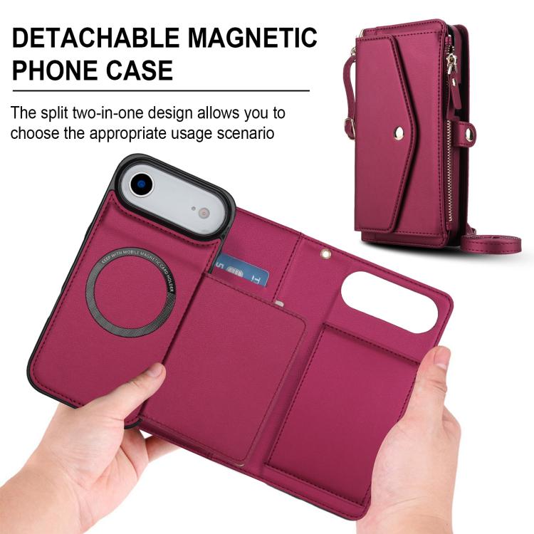 For iPhone Air Multifunctional Wallet Detachable Leather Phone Case with Lanyard