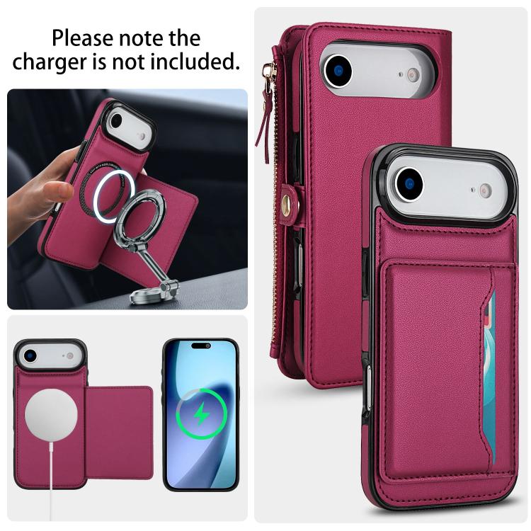 For iPhone Air Multifunctional Wallet Detachable Leather Phone Case with Lanyard