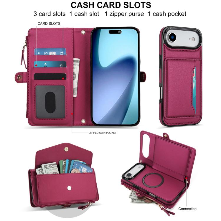 For iPhone Air Multifunctional Wallet Detachable Leather Phone Case with Lanyard