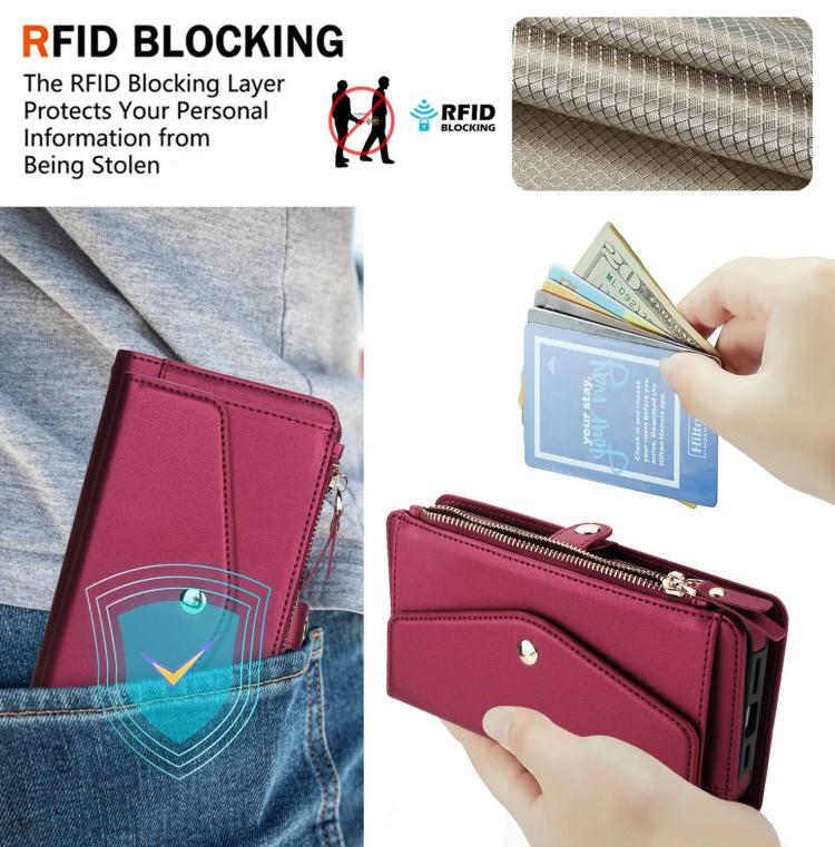 For iPhone Air Multifunctional Wallet Detachable Leather Phone Case with Lanyard