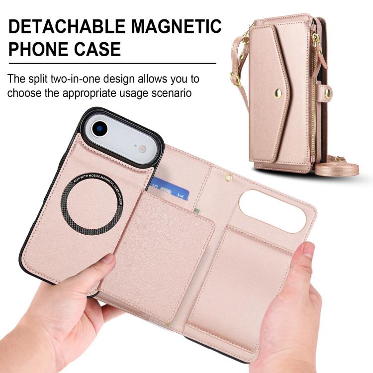 For iPhone Air Multifunctional Wallet Detachable Leather Phone Case with Lanyard