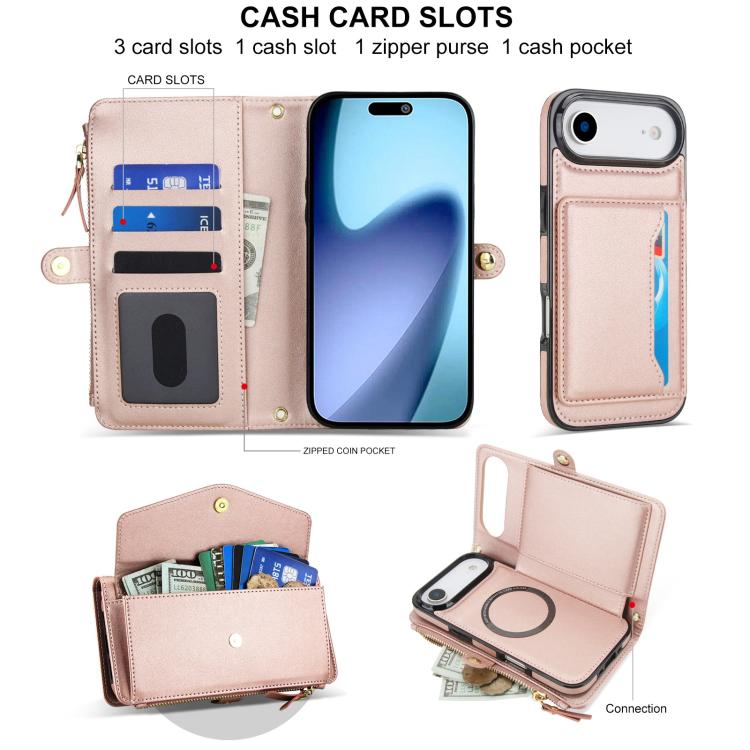 For iPhone Air Multifunctional Wallet Detachable Leather Phone Case with Lanyard