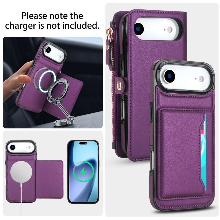 For iPhone Air Multifunctional Wallet Detachable Leather Phone Case with Lanyard