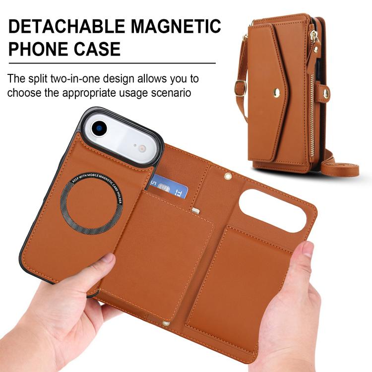 For iPhone Air Multifunctional Wallet Detachable Leather Phone Case with Lanyard