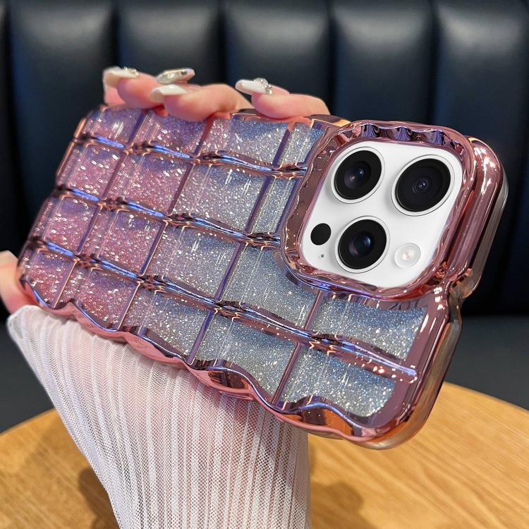For iPhone 13 Pro Wavy Texture Gradient Glitter Paper TPU Phone Case