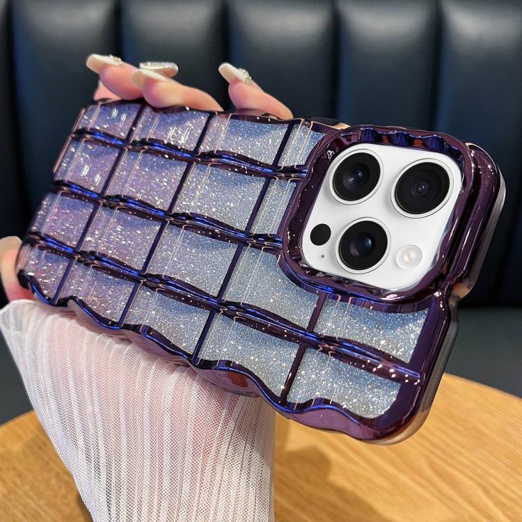 For iPhone 14 Pro Wavy Texture Gradient Glitter Paper TPU Phone Case