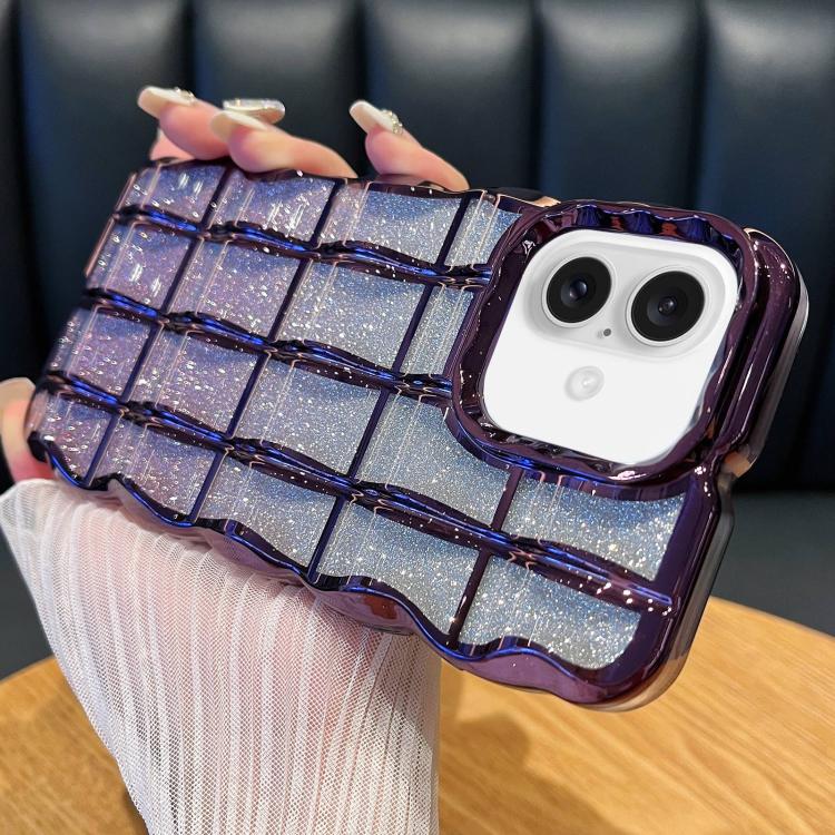 For iPhone 16 Plus Wavy Texture Gradient Glitter Paper TPU Phone Case