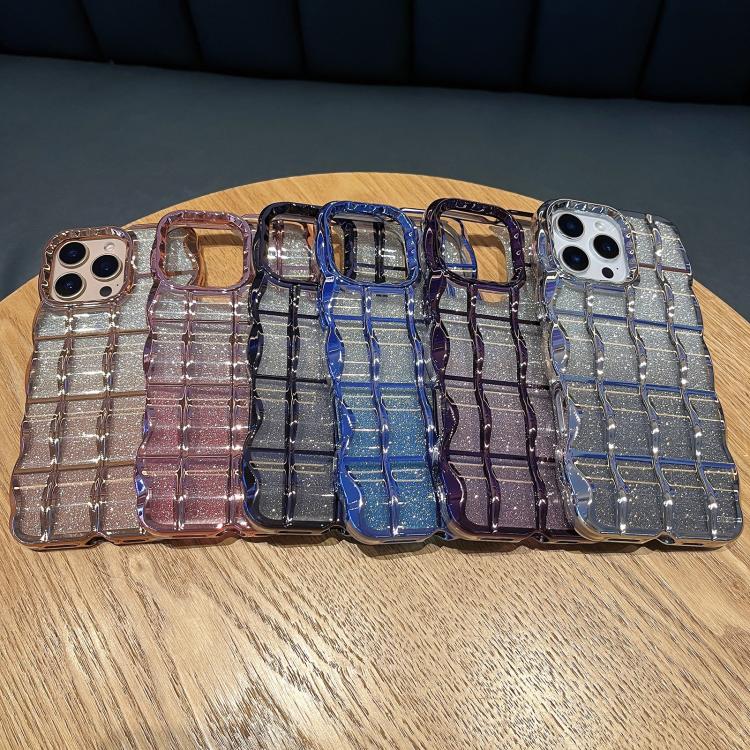 For iPhone 13 Pro Wavy Texture Gradient Glitter Paper TPU Phone Case