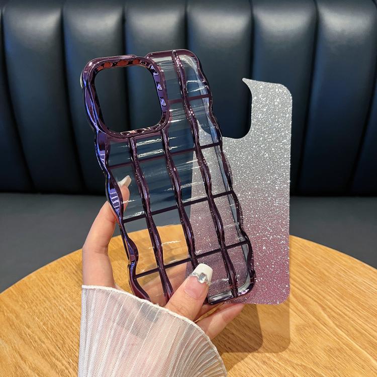 For iPhone 12 Wavy Texture Gradient Glitter Paper TPU Phone Case