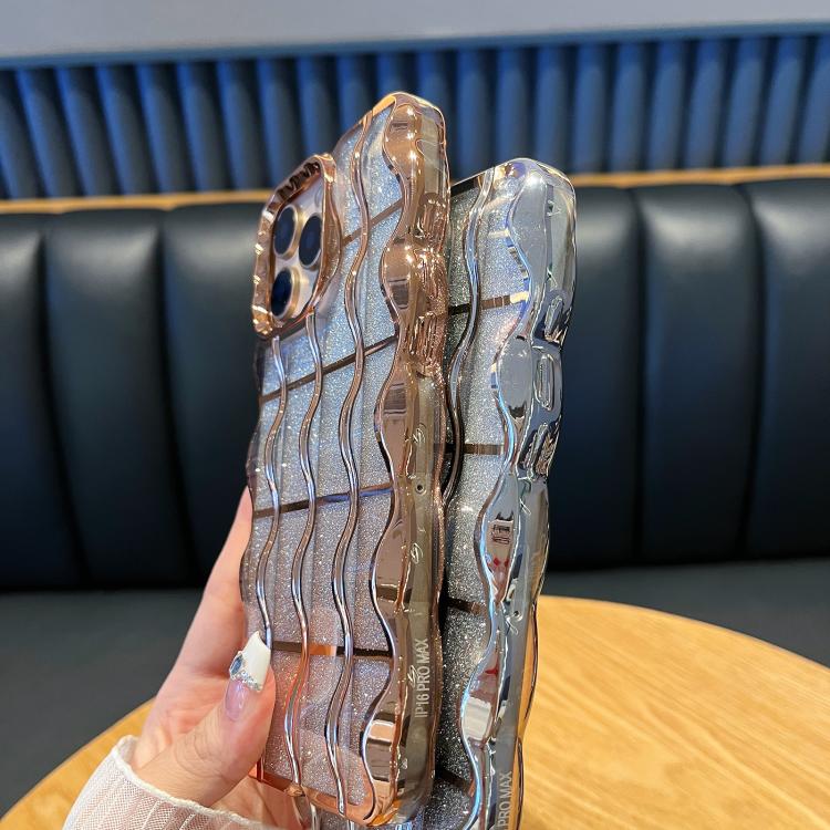 For iPhone 14 Pro Wavy Texture Gradient Glitter Paper TPU Phone Case