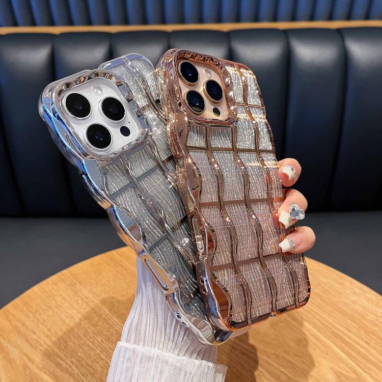 For iPhone 12 Pro Max Wavy Texture Water Ripples Glitter Paper TPU Phone Case
