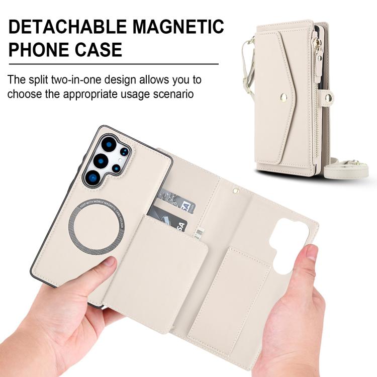 For Samsung Galaxy S25 Ultra 5G Multifunctional Wallet Detachable Leather Phone Case with Lanyard